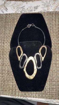 Vintage abstract metal bib necklace