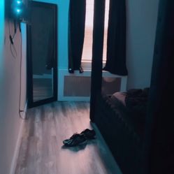 Black King Upholstered Canopy Bed frame