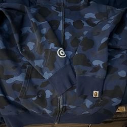 Bape Hoodie Blue Zip Up