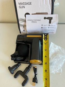 Portable Massage Gun with 4 Massage Heads/ 2 Head Attachments - Stylish Compact Design, Perfect for Full Body, Back, Neck, Leg, And Waist Massage - Fe