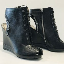 MARC by MARC JACOBS Black Leather Wedge Booties Size 8.5 Excellent Condition. I wore it one time only. Exterior and interior like new.