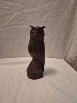Hand-Carved Wooden Owl Figurine