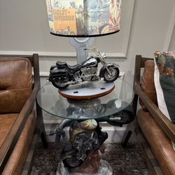 Harley Davidson Lamp with Motorcycle Table