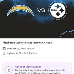 🏈 Chargers vs Pittsburg Steelers – 2 Tickets – Nov 9, 2025@ Sofi Stadium 🏟️