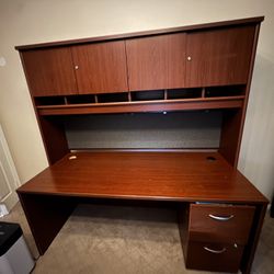 Free! 2 Piece Wood Desk With Hutch. 