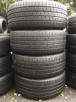 225/55/17 continental set of used tires in great condition 60-70% tread 200$ for 4 . Installation and balance available, wheel alignment available, r