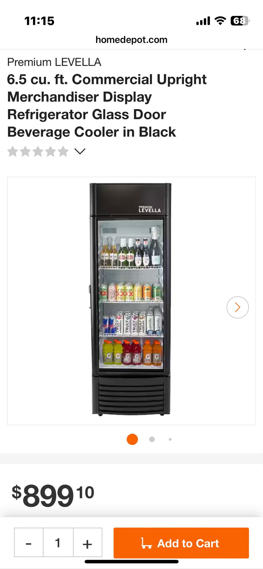 6.5 cu. ft. Commercial Upright Merchandiser Display Refrigerator Glass Door Beverage Cooler in Black
