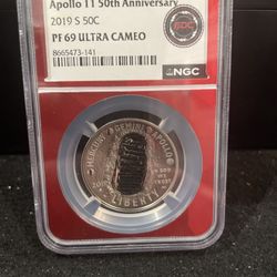 2019 S Gem Proof Apollo 11 50th Anniversary Half Dollar Graded At PR69 Ultra Cameo H-4