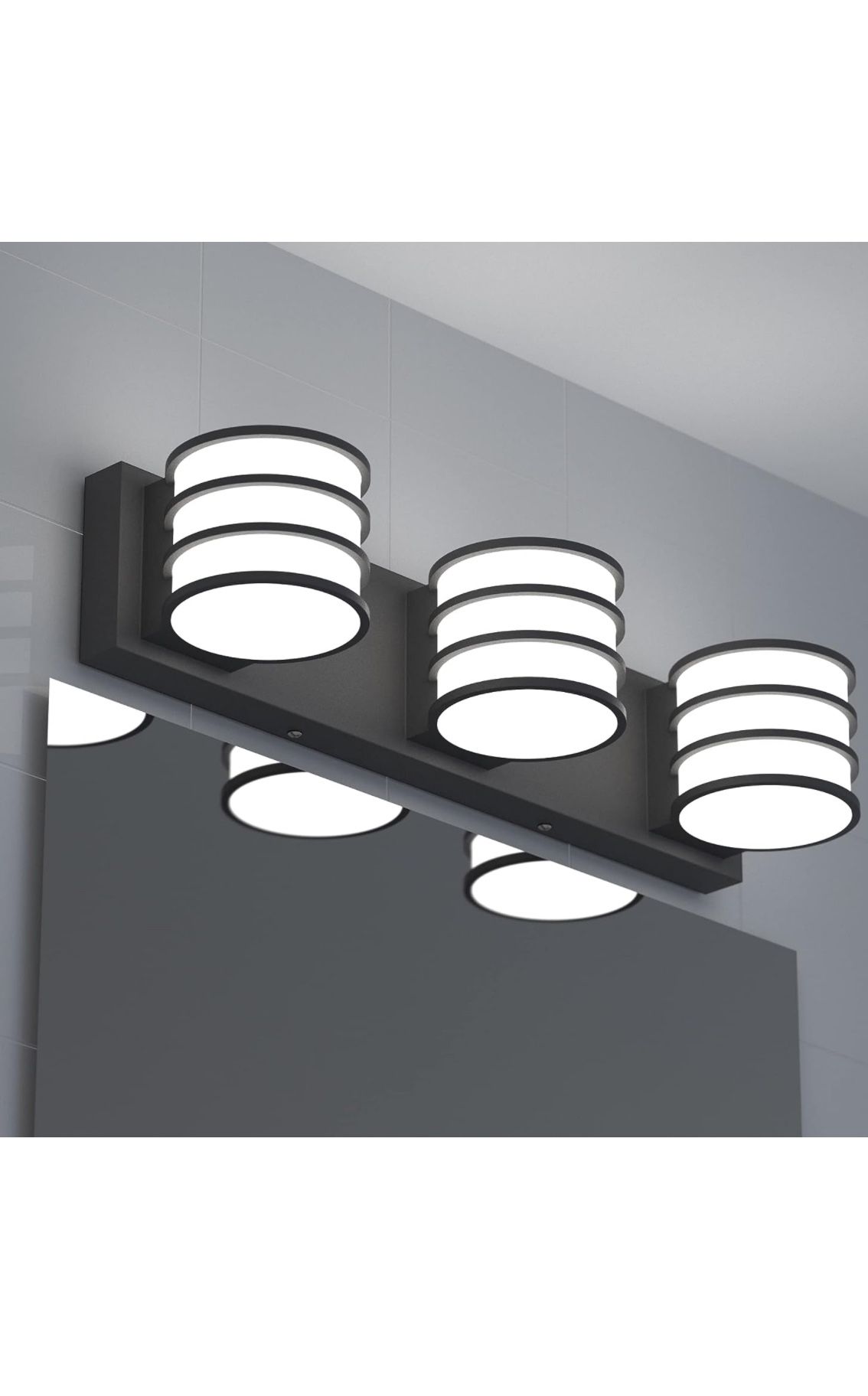 Bathroom Light Fixtures 20.5 inch Black Bathroom Vanity Light LED 6000K