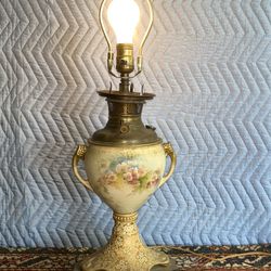 Vintage Porcelain Urn Form Lamp With Bradley & Hubbard Marks