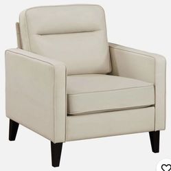  Coaster Jonah Ivory Upholstered Track Arm Accent Club Chair Brown Faux Leather  – Stylish, Comfy & Modern