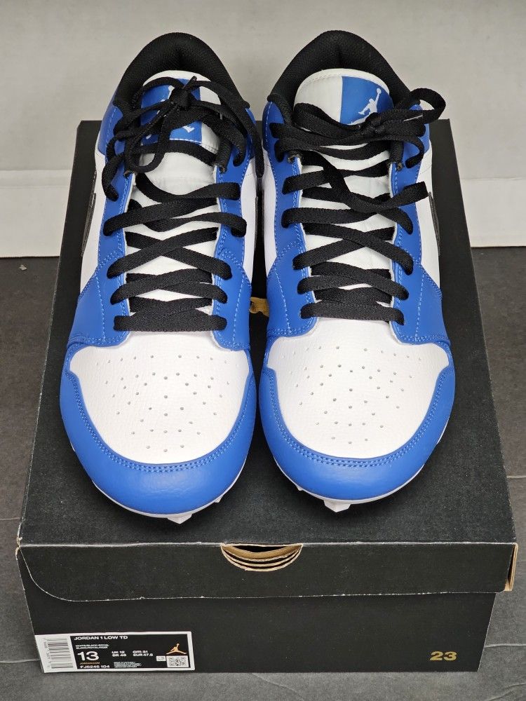 Nike Jordan 1 Football Cleats Low TD Royal Blue White FJ6245-104 Men's Size 13 New