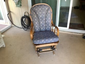 Oak Glider- Blue cushioned