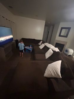 Large Dark Brown Sectional Sofa