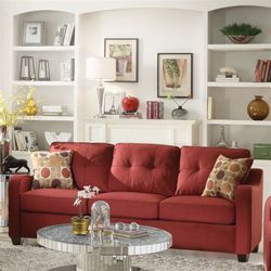 Brand New Red Linen Sofa