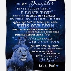 Daughter Gifts from Dad - Daughter Blanket, to My Daughter Lion Blanket, Blan...。