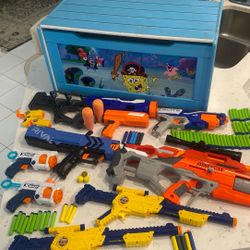 Nerf Play Guns and SpongeBob Square Pants Toy Box