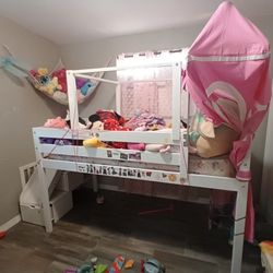 Girls Bed. Comes With Slide And Step Drawers
