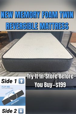 NEW MEMORY FOAM TWIN REVERSIBLE MATTRESS