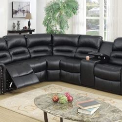 New Black Power Recliner Sectional Couch /Free Delivery 