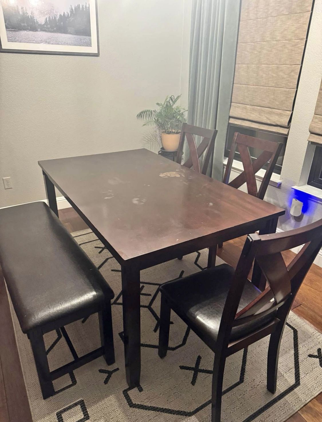 Dining table 3 Chairs & Bench