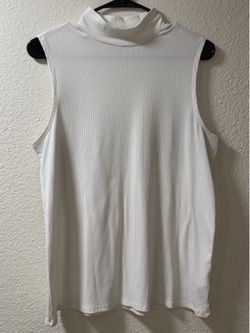 Women’s White Turtleneck Tank Top