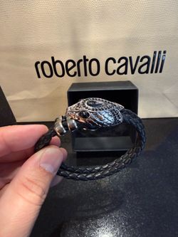 Roberto Cavalli Snake Head Leather Bracelet