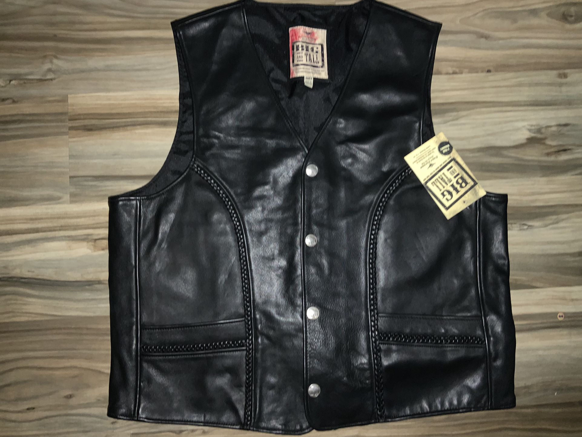 Men's Black Leather Vest (Brand New)