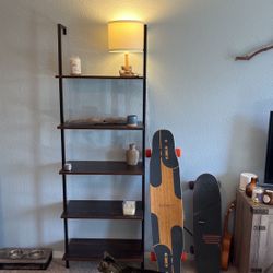 Wooden Ladder Shelf, Natural, Walnut Bookshelf, Minimalist