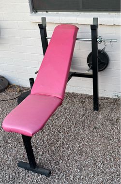 Weight bench two bars and some weights $20
