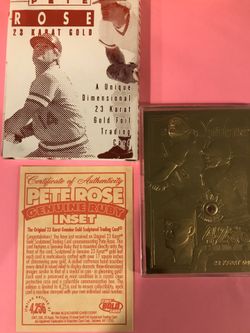 23k gold Pete Rose with a certificate