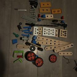 Construction Playset Wood And Rubber Tire