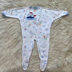 Vintage Le Roi Kov-R-Alls Sailboat One Piece Footie Jumpsuit Pajamas 9-12 Month