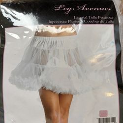 Leg Avenue Layered Tulle Petticoat White O/S