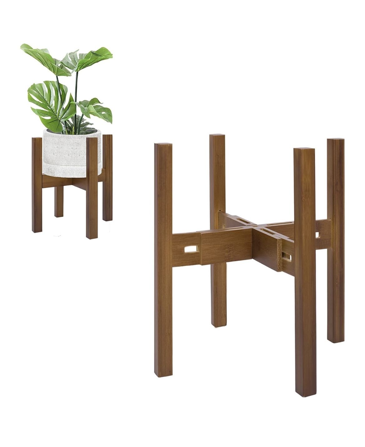 Rnined • Adjustable Plant Stand Indoor, Bamboo Mid Century Modern Plants Stands, Stable Plant Holder, Fit 8 9 10 11 12 inch PotsReg. List Price $23.99