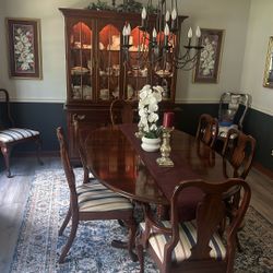 Solid cherry Dining Room Table Chairs And Hutch