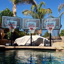 Poolside basketball hoop