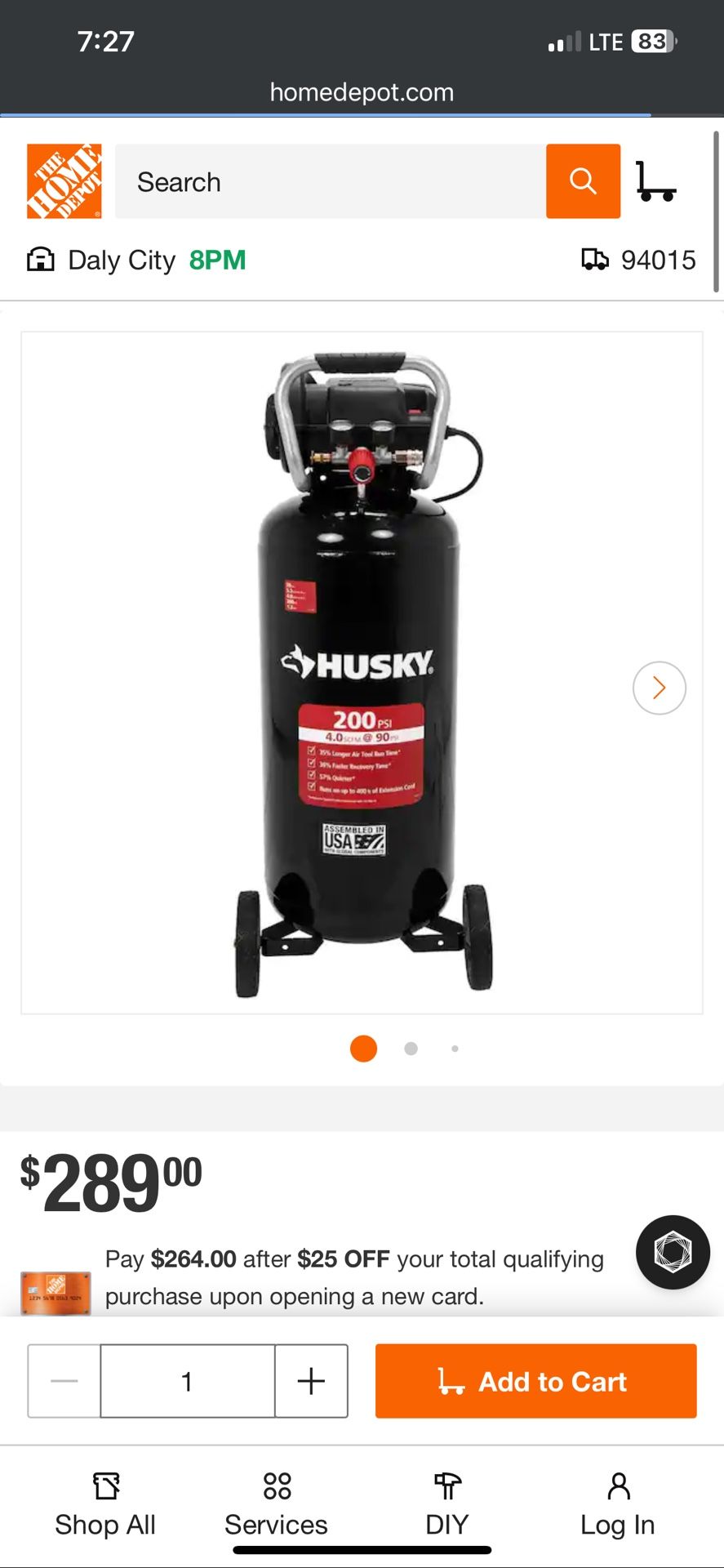 Husky Compressor 20 Gal