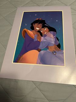 😀Disney Aladdin and Jasmine Matted Print