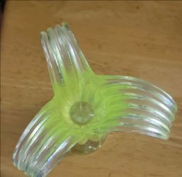 Vaseline Uranium Glass Tri-Petal Flower Figurine