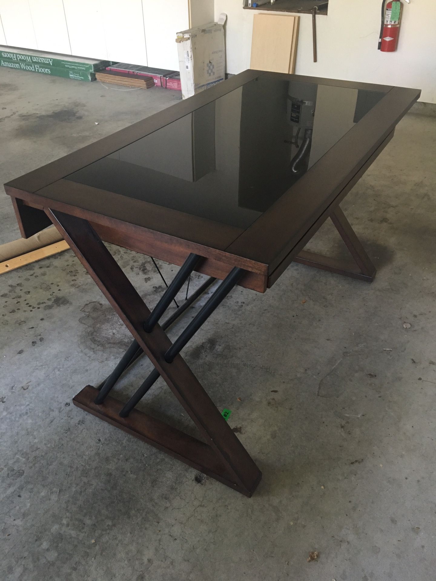Craftsman Style Glass Top Desk