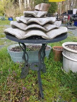 Hand Made cement Yard Art with Wrought Iron Tables