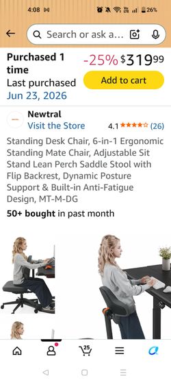 Newtral 6-in-1 Ergonomic Standing Desk Chair