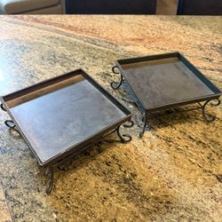 Cardinal Metal Square Candle Holder Set with Decorative Scrolled Legs 6.5”