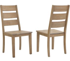 Crosley Furniture Set of 2 Modern Farmhouse Ladder Back Wood Dining Chairs Rustic Brown - Brand New in Box