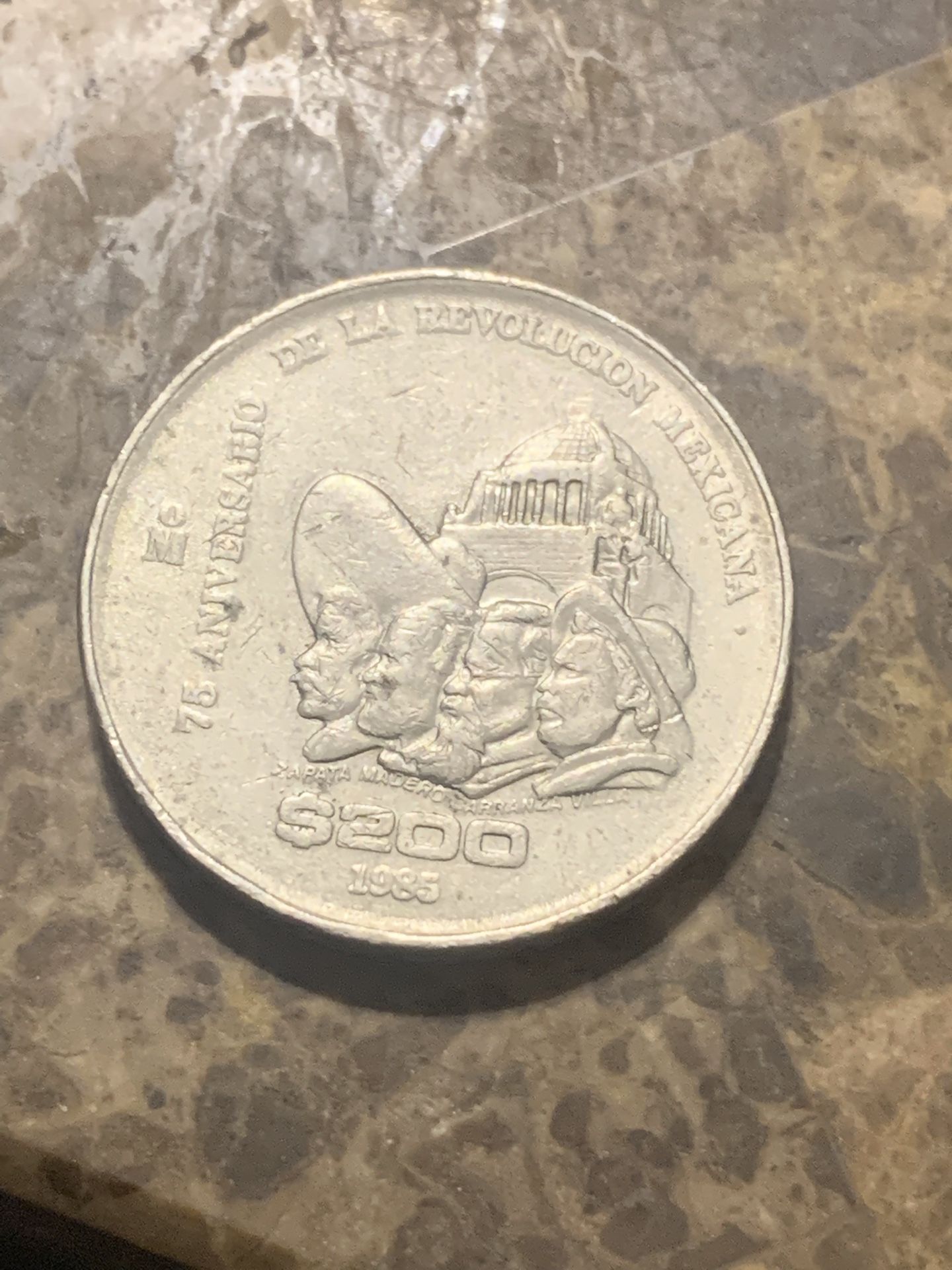 $200  Pesos 75 Aniversario  1985 De La Revolución Mexicana 