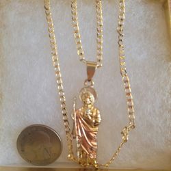 Cadena De Oro Laminado Y Medalla De SAN JUDAS TADEO