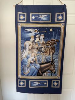 Christmas Nativity Fabric Seasonal Banner Wall Hanging