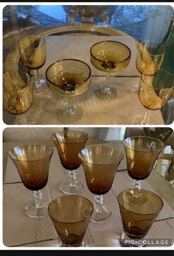 Amber Glass Stemware Set