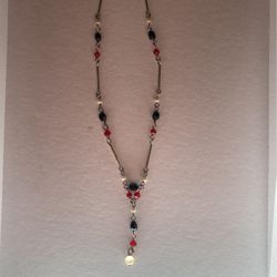 Handmade TRI-COLOR Choker Glass Beaded Necklace 